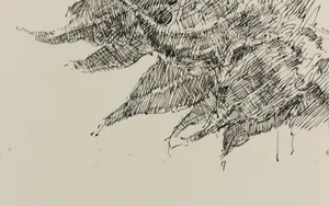Ery Brusse - Pentekening, Achterkant zonnebloemen kopen? Bied vanaf 1!