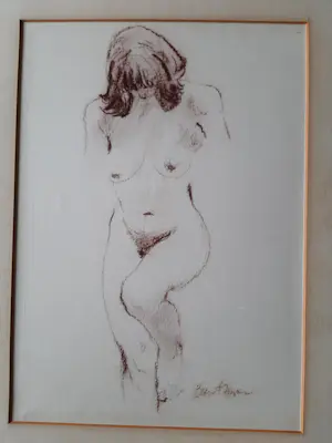 Cees Bantzinger - erotisch naakt tekening in goede conditie met lijst kopen? Bied vanaf 60!
