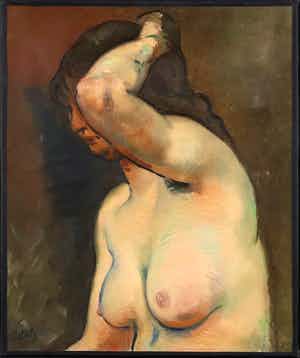Wim Oepts - Olieverf op doek, Halfnaakt verkocht voor € 1000!