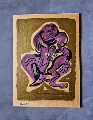 Frans Hollaardt - jaren 60 gemengde techniek (aquarel en inkt) fantasiefiguur - potloodgesigneerd kopen? Bied vanaf 38!