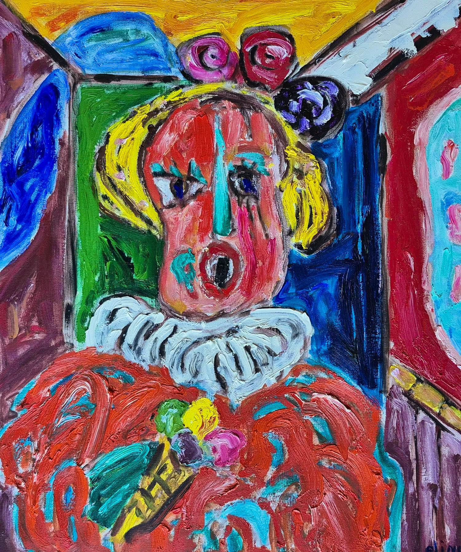 Etienne Elias - Olie op doek - gesigneerd r.o. en verso - ENFANT TERRIBLE verkocht voor € 1200!