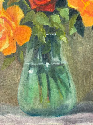 Niet of onleesbaar gesigneerd - vaas met rozen kopen? Bied vanaf 1!