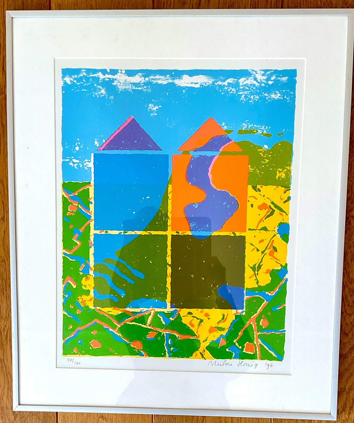 Milou Honig - Nederland in abstractie, hand gesigneerd en ingelijst met passe-partout kopen? Bied vanaf 45!