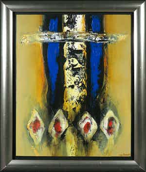 Hans Vanhorck - Acryl op paneel, Bumba - Ingelijst verkocht voor € 250!