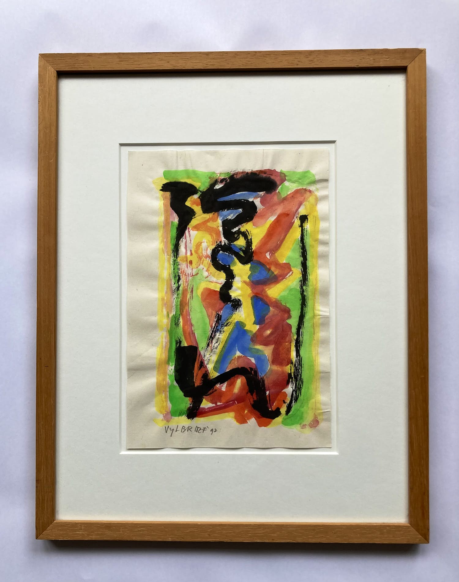 Ernst Vijlbrief - zonder titel, aquarel op papier - ingelijst - gesigneerd - 1992 verkocht voor € 50!