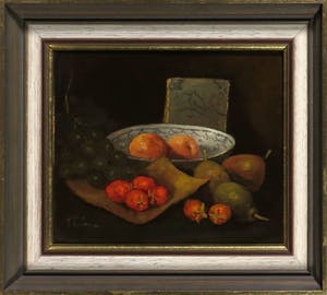 Roelof Wildeboer - Olieverf op paneel, Stilleven met fruit - Ingelijst kopen? Bied vanaf 1!