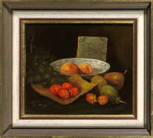 Roelof Wildeboer - Olieverf op paneel, Stilleven met fruit - Ingelijst verkocht voor € 1!