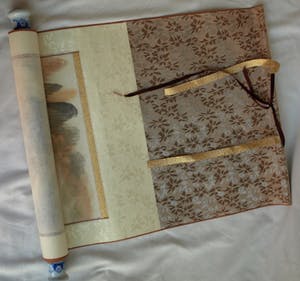 Niet of onleesbaar gesigneerd - Japanse scroll, “Waterval” - Aquarelverf + inkt + porselein - vroeg 20e Eeuw kopen? Bied vanaf 1!