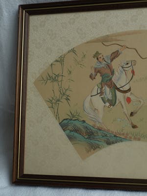 Niet of onleesbaar gesigneerd - Ingelijste gouache op zijde, Japan? China? , Jachttafereel kopen? Bied vanaf 1!