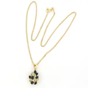 18k gouden collier en  hanger met saffier en briljant geslepen diamant kopen? Bied vanaf 750!