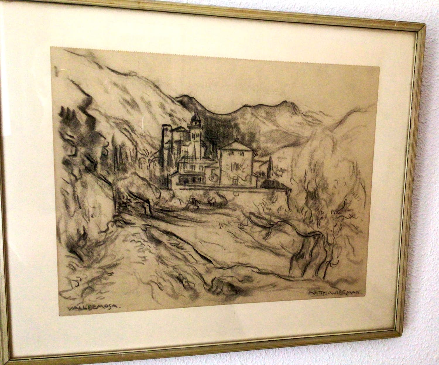 Matthieu Wiegman - Klooster Valldemosa, Spanje - Pastel - Gesigneerd - Zeer goede staat verkocht voor € 110!