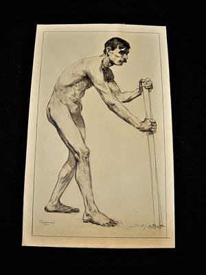 Niet of onleesbaar gesigneerd - omstreeks 1920 - grote pastel/houtskool tekening - mannelijk naakt - gesigneerd kopen? Bied vanaf 1!