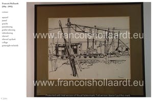 Frans Hollaardt - Rangeerterrein in Delft, tekening/aquarel (netjes ingelijst) kopen? Bied vanaf 1!