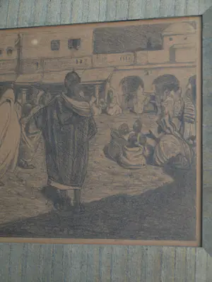 Hendrik Johannes Haverman - Litho in de originele lijst, Oosterse markt in Tanger - 1895 kopen? Bied vanaf 1!