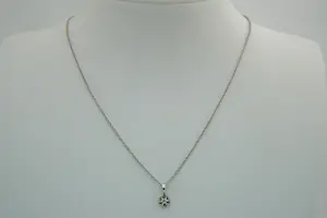 79 - Sierlijk 14 Krt wit-gouden collier met een diamanten solitair hanger(tje) kopen? Bied vanaf 170!