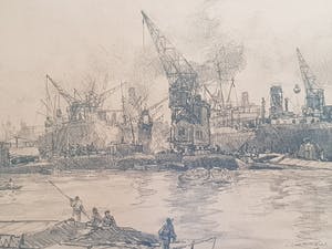 Johan Hendrik van Mastenbroek - Havengezicht met graanelevatoren - Rotterdam kopen? Bied vanaf 50!