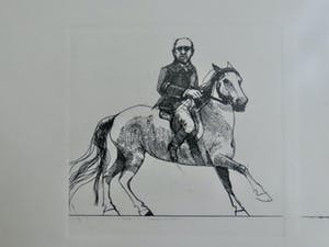 Aat Verhoog - (1933) Vier ruiters te paard - zwart-wit ets kopen? Bied vanaf 60!