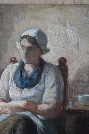 Henri Bource - Zeeuwse vissers vrouw in interieur. kopen? Bied vanaf 110!
