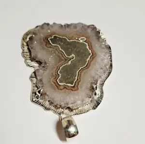 Nieuwe grote hanger met Amethist edelsteen aan twee zijden gepolijst kopen? Bied vanaf 85!