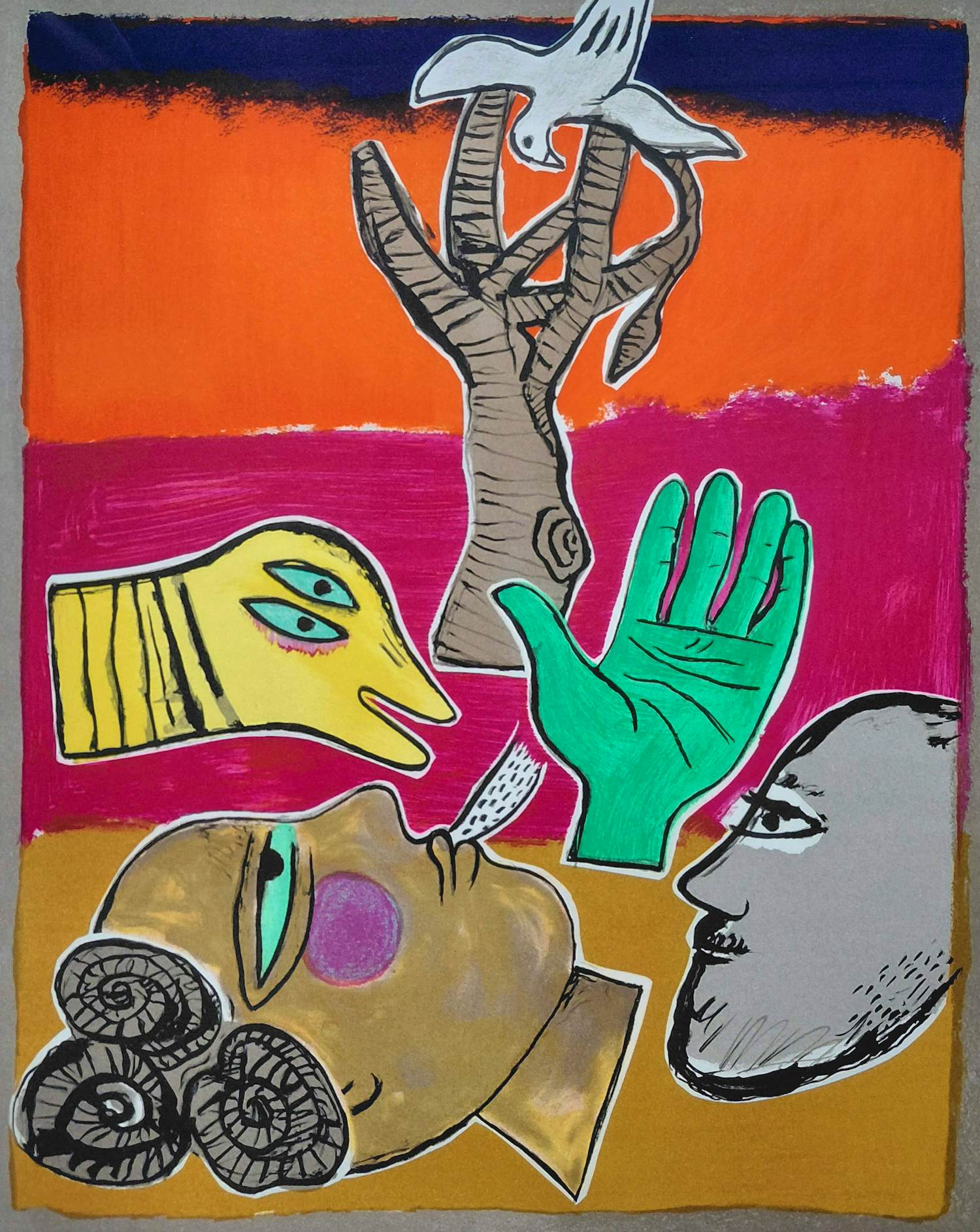 Corneille - Le baobab, zeefdruk (mooi ingelijst) kopen? Bied vanaf 275!