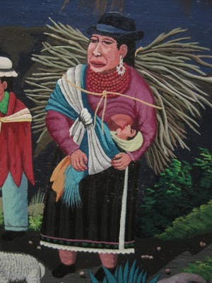 Niet of onleesbaar gesigneerd - Bijzonder Zuid Amerikaans olieverf "Equador - familie in de bergen" gesigneerd kopen? Bied vanaf 1!