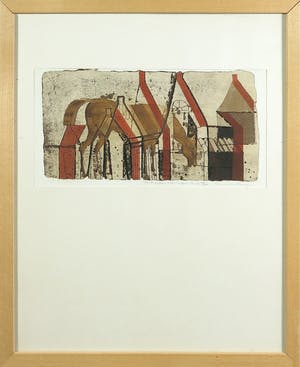 Anne Huitema - Kleurenets, Gevels en paard - Ingelijst kopen? Bied vanaf 70!