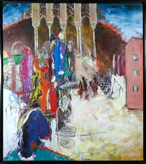 Martin van Dijk - Olieverf en acryl op doek, Rond het Alhambra - Ingelijst (Groot) verkocht voor € 400!