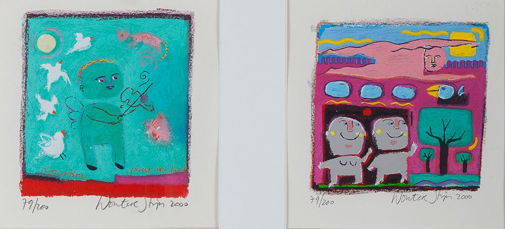 Wouter Stips - Sonatine pour un chat / Zonder titel - 2000 - Zeefdruk verkocht voor € 20!