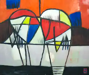 Philip Vencken - Acryl op doek, Zonder titel verkocht voor € 63!