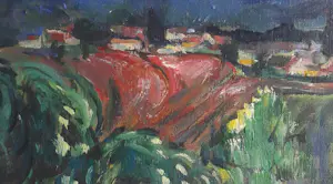 Jacques Mels - Kleurrijk landschap met huisjes kopen? Bied vanaf 70!