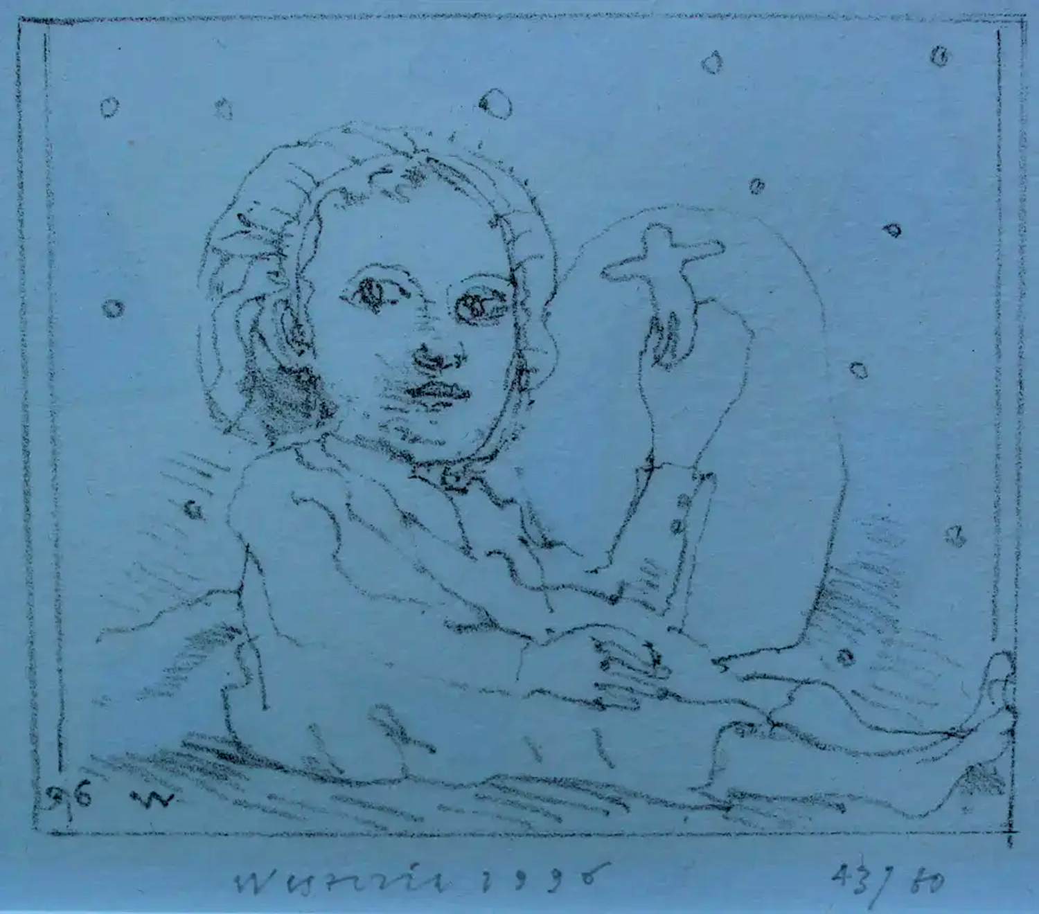 Co Westerik - Litho: Meisje met pop - 1996 (nette lijst !) kopen? Bied vanaf 100!