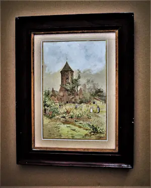 Ferdinand Coenraets - Belgisch impressionist ca. 1900 Aquarel "werken in de moestuin" gesigneerd kopen? Bied vanaf 1!