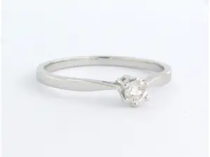 18k witgouden solitair ring met oud Europees geslepen diamant 0.11ct - rm 16.25 kopen? Bied vanaf 160!