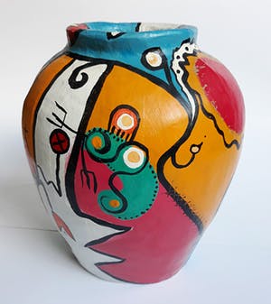 Miriam Slaats - Vaas, beschilderd karton/papier maché kopen? Bied vanaf 195!