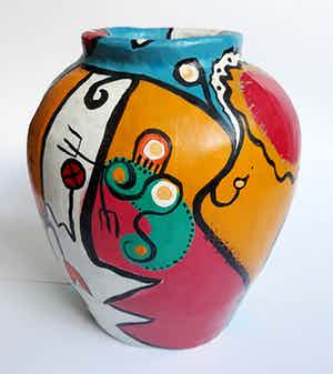 Miriam Slaats - Vaas, beschilderd karton/papier maché verkocht voor € 195!