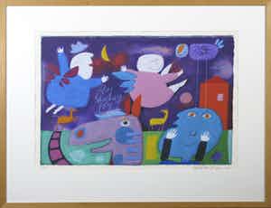 Wouter Stips - Zeefdruk, Fly daddy fly - Ingelijst verkocht voor € 50!