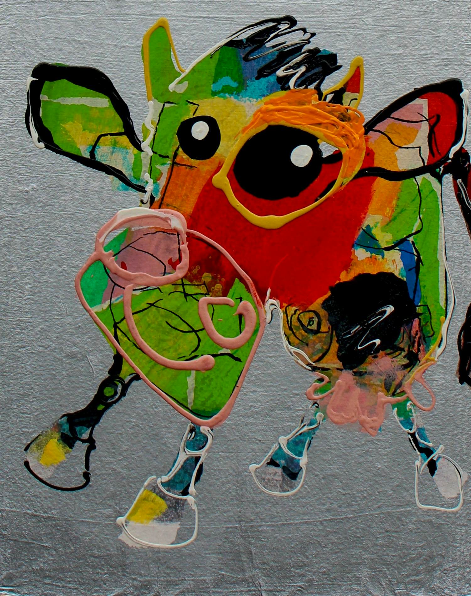 Ad Verstijnen - Olieverf op doek: "Happy cow'' - 2009 verkocht voor € 275!