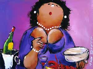 Theo Broeren - Acryl op doek, Op het feestje IV verkocht voor € 50!