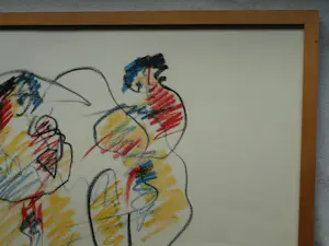 Anton Heyboer - Ingelijste pastel , 3 Vrouwen, met kindje kopen? Bied vanaf 125!