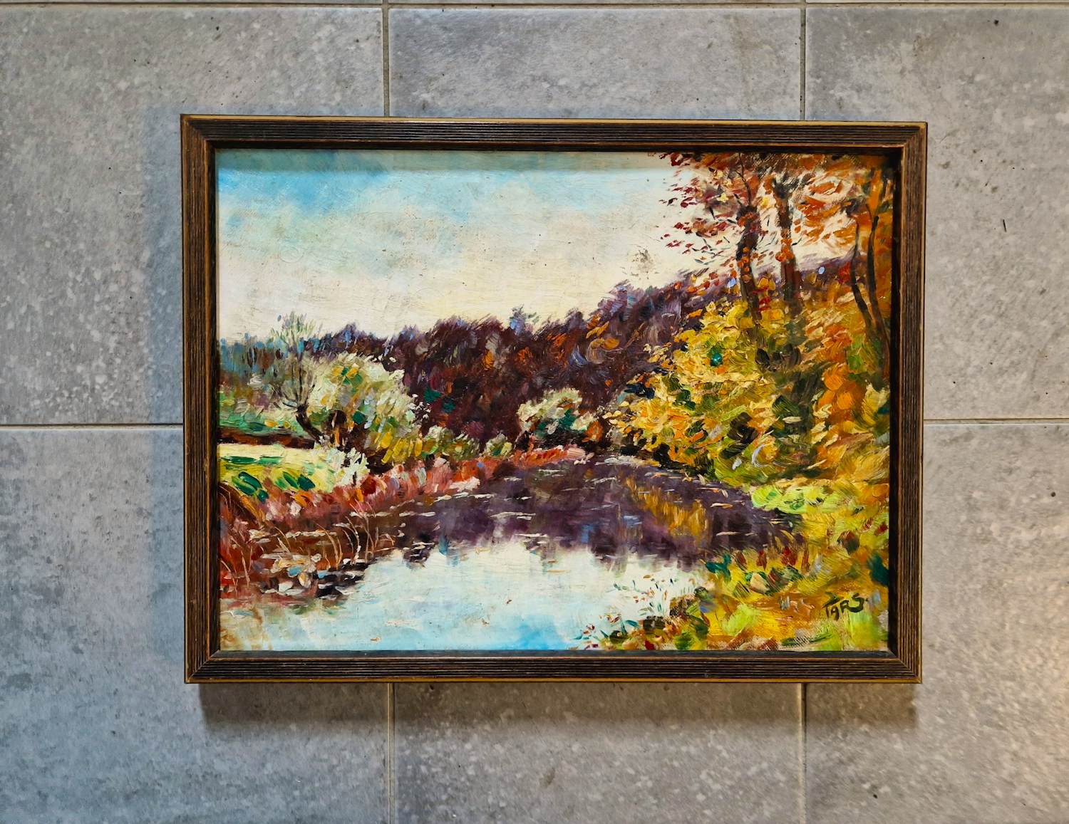 Niet of onleesbaar gesigneerd - ca1930 impressionistisch geschilderd rivier landschap - gesigneerd kopen? Bied vanaf 1!