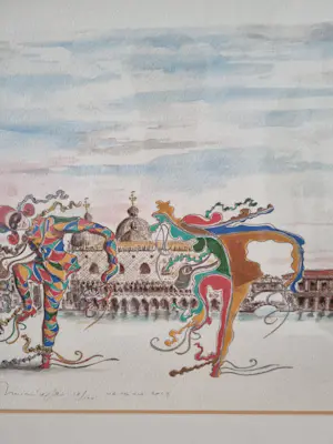 Niet of onleesbaar gesigneerd - Gianfranco missiaja, harlekijnen , venetië kopen? Bied vanaf 1!