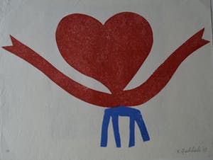 Klaas Gubbels - Hartenkan op blauwe stoel. kopen? Bied vanaf 350!