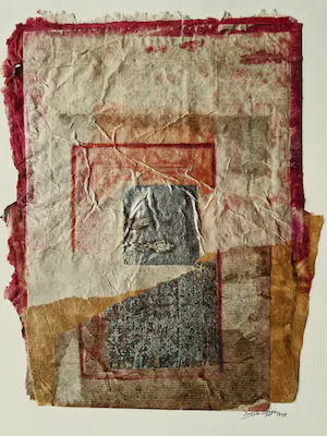 Niet of onleesbaar gesigneerd - Uit KLM collectie - gemengde techn Collage - bamboe/inkt/zilververf - gesigneerd kopen? Bied vanaf 1!