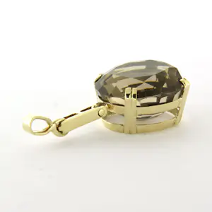 14k geelgouden hanger met kolossale rookkwarts kopen? Bied vanaf 480!