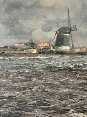 Marius de Jongere - Een van zijn laatste werken uit 1977. Platbodems op de plassen. kopen? Bied vanaf 850!