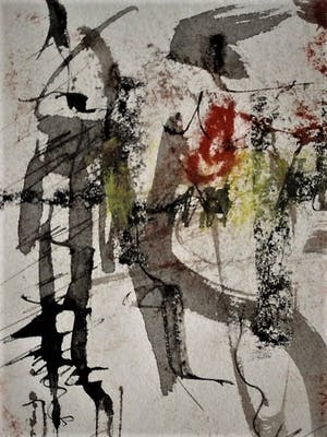 Niet of onleesbaar gesigneerd - Fascinerende grote Amerikaanse? Gouache "SkyLine" gesigneerd kopen? Bied vanaf 10!