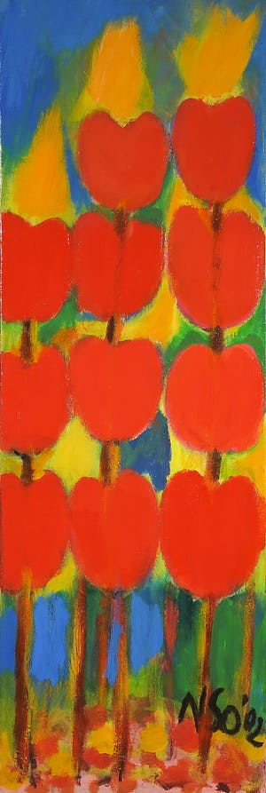 Marthe Nso Abomo - Acryl op doek, Tulipes III kopen? Bied vanaf 1!