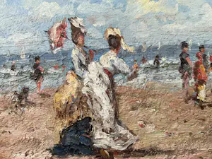 Francis Cristaux - Flaneren op het strand. kopen? Bied vanaf 200!