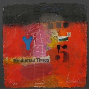 Theo Koster - Zeefdruk en collage, Hindustan Times - Ingelijst kopen? Bied vanaf 1!