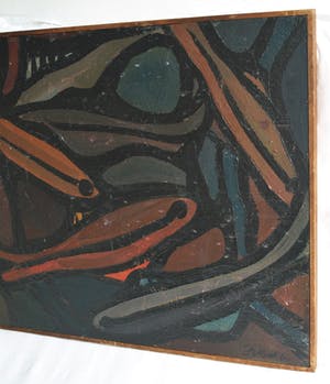 Pieter 't Hart - Ingelijst olieverf op board , “Nannostomus” (‘Potloodvissen’) – 1964 kopen? Bied vanaf 50!